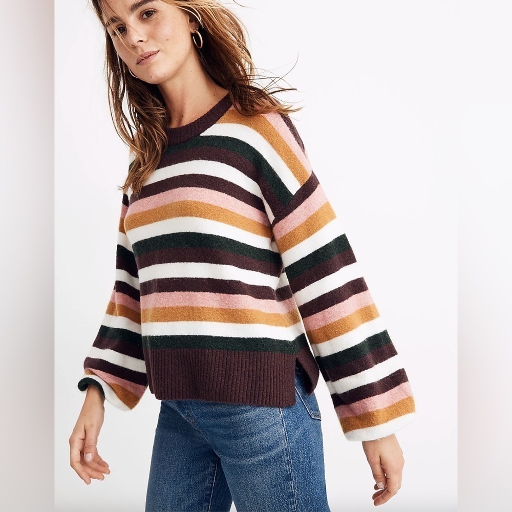 MADEWELL Striped Payton Pullover Sweater in Coziest Yarn XXS